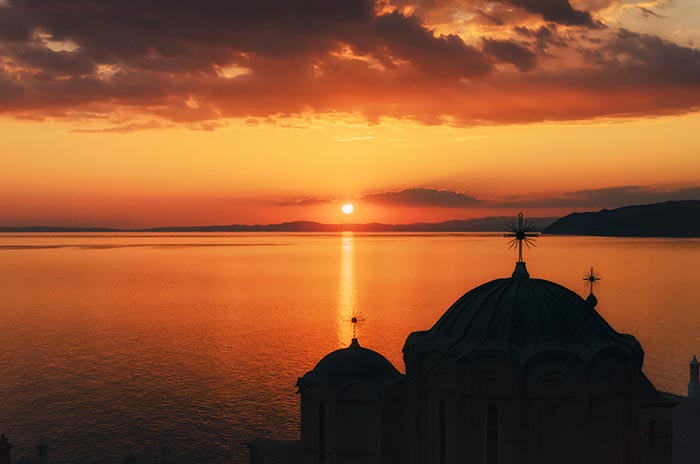 Mount athos sunset